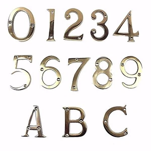 Polished Brass House Door Numbers/Numerals -76mm & Letters -63mm  - Picture 1 of 14