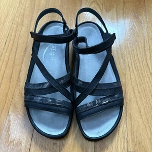 NAOT Black Metallic Leather Sandals Womens Sz 7 US 38 EU - Picture 1 of 8