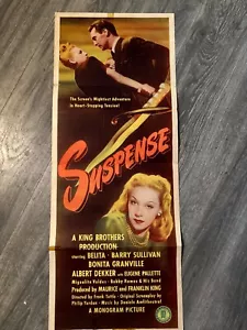 Suspense Very Rare Original 1946 14/36 Insert Poster Belita Film Noir - Picture 1 of 11