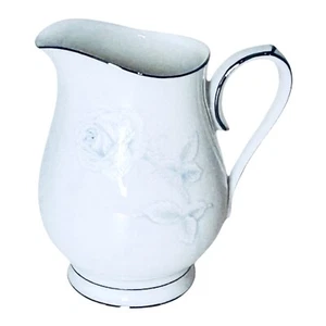 Noritake VIRTUE 2934 White Blue Rose Platinum Porcelain 12 OZ Creamer NEW - Picture 1 of 6