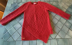 MAYORAL Asymmetrical ~Cardinal Red~ Cable Knit Alpaca Blend Sweater Girls Sz 7! - Picture 1 of 6