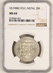 2 Mohars VS 1988/1931, Nepal NGC MS66 - Picture 1 of 4