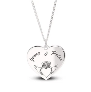 Sterling Silber Herzförmige Claddagh Halskette 925 - Bild 1 von 6