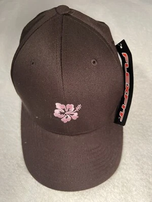 Gorra de béisbol Maui sombrero de camionero flexfit S/M marrón, rosa hibisco, ropa de playa Foto 1 de 4