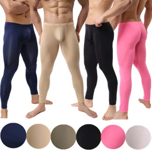 Herren Ice Silk Bulge Pouch Thermo Long Johns Bottom Unterwäsche Strumpfhose Hose - Bild 1 von 43