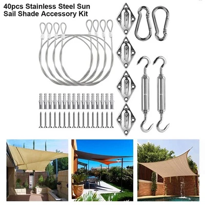 Stainless Steel Sun Sail Shade Canopy Fixing Fittings Hardware Accessory Kit AU - image 1 of 4