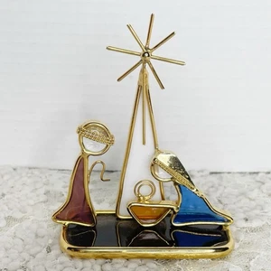 Buntglas Weihnachtsfeiertag Krippe 24 Karat Gold Finish - Bild 1 von 9