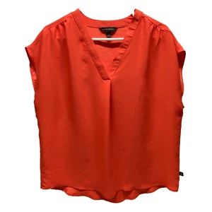 Banana Republic ärmellose Bluse Damen Medium orange V-Ausschnitt Arbeitskleidung Oberteil guter Zustand - Bild 1 von 8