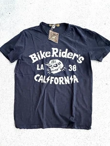 Camisa negra descolorida Johnson Motors Bike Riders Distressed M nueva con etiquetas - Imagen 1 de 6