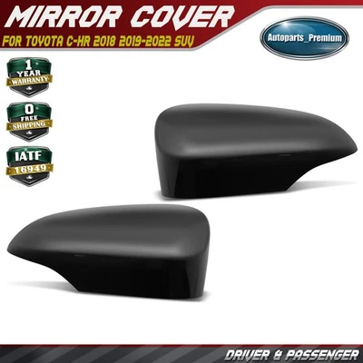 Par de tapas de cubierta de espejo de plástico liso negro para Toyota C-HR 18-22 deportivo utilitario Foto 1 de 4