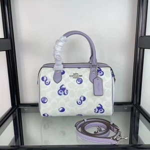 Coach Lavender Blueberry Print Boston Bag in Coated Canvas & Leather - Picture 1 of 9