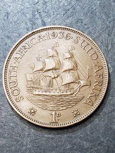 1936 SOUTH AFRICA One Penny Coin #a - Picture 1 of 2