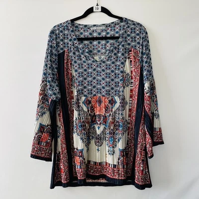Женская разноцветная яркая богемная блузка с узором пейсли туника топ Valerie Stevens размер XL - Изображение 1 из 4