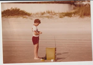 Daytona Beach Florida FL. Little Boy Fishing Color Photo 3 1/2" x 5" c1981 - Picture 1 of 2