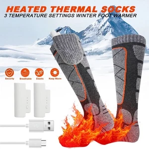 Electric Heated Socks Foot Winter Warmer Sock 4400mAh Rechargeable Battery Power - Picture 1 of 10