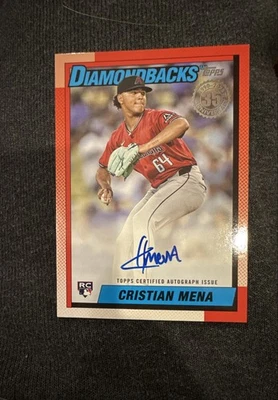 2025 Topps Series 1 - ‘90 Topps Baseball Autos Cristian Mena #90A-CME (AU, RC) - Image 1 of 2