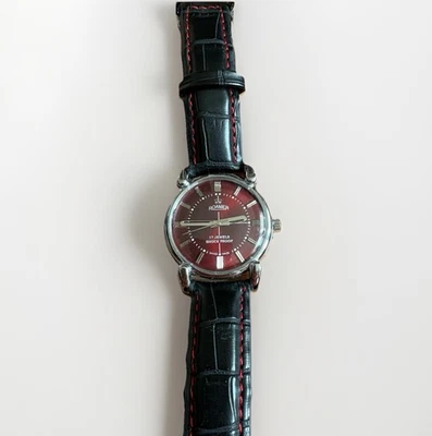 Rare Roamer Brevete Swiss Mens Manual Watch Slv Red Black Leather 17 Jewel Shock - Image 1 of 4