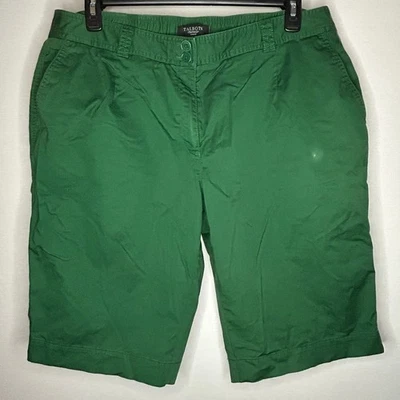 Talbots Womans Plus Size 18W Green Cotton Blend Bermuda Golf Shorts Pockets - Image 1 of 4