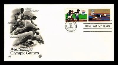 Dr Jim Stamps US 15c 1980 Summer Olympics Setenant Pair ArtCraft Monarch FDC - Image 1 of 2