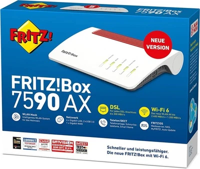 AVM FRITZ!Box 7590 AX V2 WiFi 6 WLAN Router Modem / Dual-Band,  Mesh VDSL/ ADSL - Bild 1 von 4