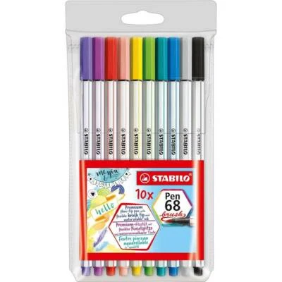 Stabilo Pen 68 brush Premium Filzstift mit Pinselspitze 10er Kunststoff Etui Neu - Bild 1 von 3