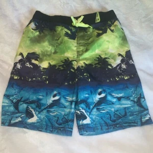 Size Large 7 ZeroXPosur Zero X Posur Swim Trunks Board Shorts Sharks Palm Trees - Picture 1 of 4
