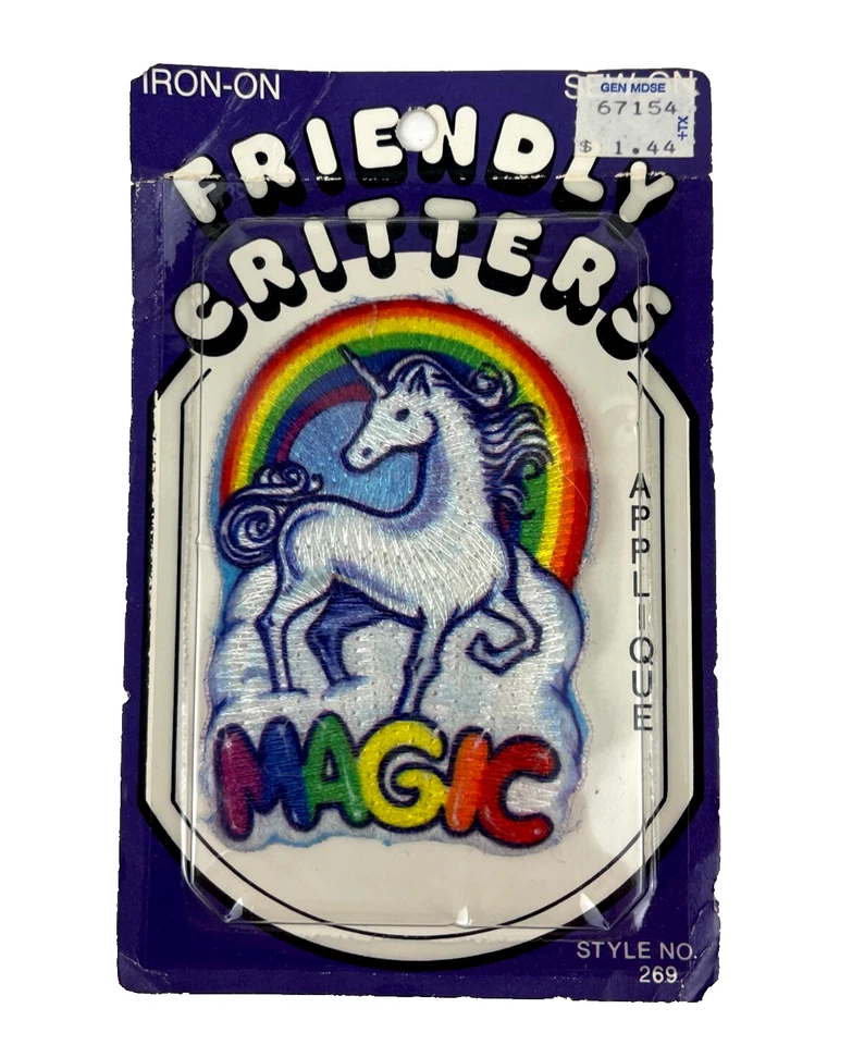 Vintage Penn Friendly Critters Iron Sew on Magic Unicorn Applique Patch 269