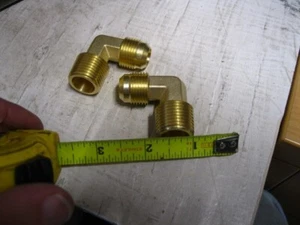 (2 Stück) 3/8" i.d. Rohraußenverbreiterung x 1/2" NPT Außengewinde 90 Grad Winkel Messingverschraubung - Bild 1 von 1