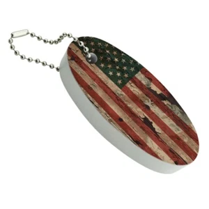 Rustic American USA Flag Distressed Floating Foam Keychain Fishing Boat Buoy - Bild 1 von 3
