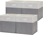 4-Pack Grey Fabric Storage Cubes 12x12x12 - Foldable Storage Baskets for Toy Org