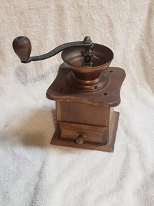 Vintage Wooden Tabletop Coffee Bean Mill Grinder Works Great! - Picture 1 of 10