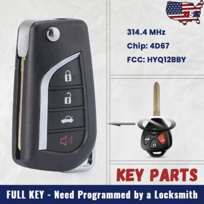 Chaveiro remoto flip atualizado para Toyota Camry 2006 - 2011 chip HYQ12BBY 4D67 - Imagem 1 de 4