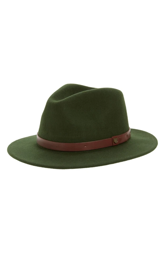Brixton M1125 Unisex Green Moss Messer Wool Fedora Hat Size M/58 cm