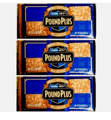 3 Trader Joe's Pound Plus Belgium Milk Chocolate with Almonds Bars 17.6 oz each - Image 1 of 4