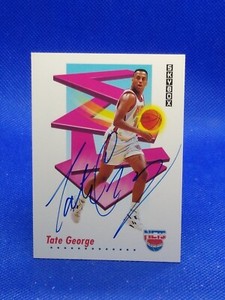 AUTOGRAPH Tate George 1991-92 Skybox #182 AUTO