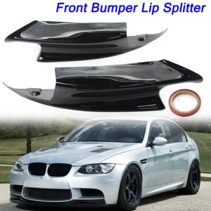 2PCS GLOSSY BLACK FRONT BUMPER LIP SPLITTERS SPOILER FOR 07-2013 BMW E90 E92 M3 - Picture 1 of 12