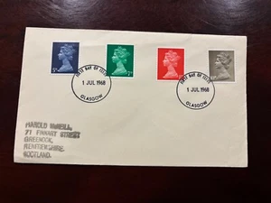 United Kingdom 1968 - Definitive 2, Elizabeth II letter fdc with stamps Glasgow - Picture 1 of 1