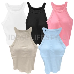 UNIQLO Halter Neck Sleeveless Bra Top S-3XL Tank with Cups Women 473990 NWT - Picture 1 of 26