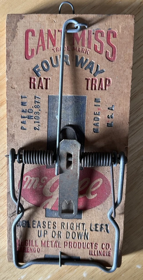 VTG McGill Cant Miss Wood RAT Trap  Made In USA 1970s  3 1/2" X 7" NEVER USED - Image 1 of 1