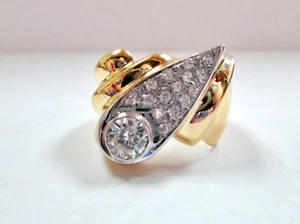 Stunning Real solid 14K Yellow GOLD Signet RING size 8 one of the kind unique - Picture 1 of 12