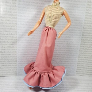 EVENING W ~ SUPERSTAR DOLL ELIZA DOOLITTLE MY FAIR LADY PINK STRIPED TOP DRESS - Picture 1 of 8