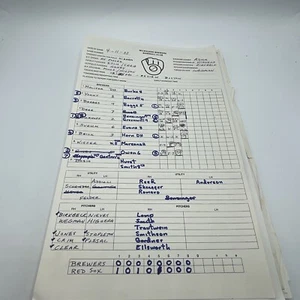 RARE HTF 1988 Milwaukee Brewers 4/11/88 Team Game Used Prep Schedule Vs Red Sox - Picture 1 of 18
