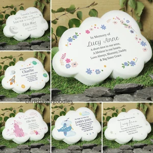 PERSONALISED REMEMBRANCE BABY CHILD Grave Memorial CLOUD Ornaments Stones Plaque - Picture 1 of 12