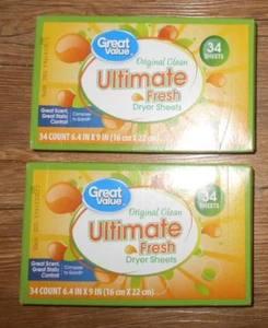 Great Value Two Packs Of 34 Dryer Sheets - Picture 1 of 1
