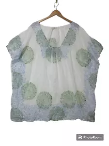 NEW One Size 2XL 3XL 4XL Crosstree Lane Peasant Tunic Top Cover Up White Boho - Picture 1 of 13
