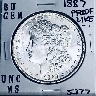 1887 BU GEM MORGAN SILVER DOLLAR UNC MS+++ U.S. MINT RARE COIN 5377 - Image 1 of 3