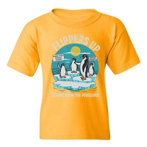 Flippers Up Resist Protest - Stand With Penguins Youth Unisex T-shirt - Picture 1 of 10
