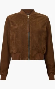 Allsaints Orten Wildleder Bomberjacke - Cognac Braun - US Größe 10 - Neu mit Etikett! - Bild 1 von 6