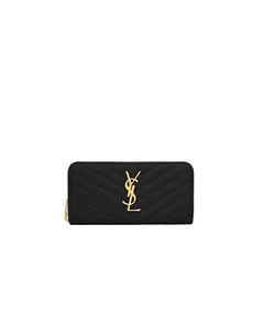 SAINT LAURENT Cassandre $950 Black Zip Around Wallet New & Authentic - Picture 1 of 3