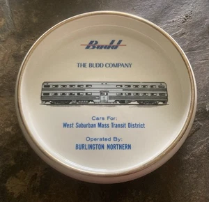 Vintage Budd Company Train Ceramic Ashtray Burlington Northern Chicago IL 6.5in - Picture 1 of 2